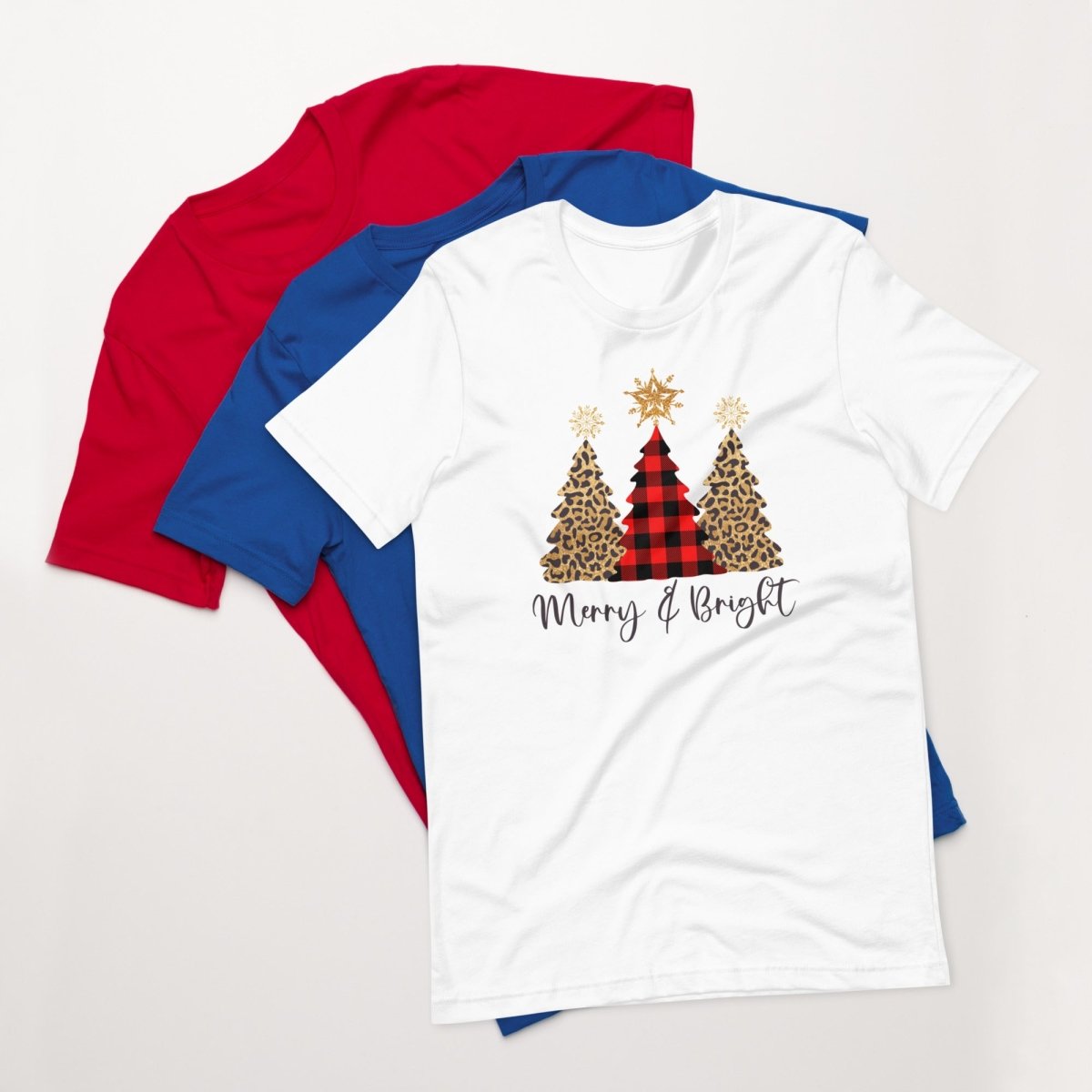 Merry & Bright Plaid Trees T-Shirt - DoggyLoveandMore