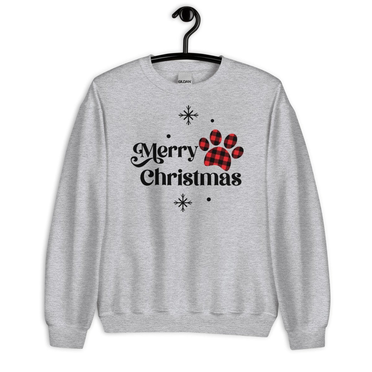 Merry Christmas Plaid Paw Sweatshirt - DoggyLoveandMore