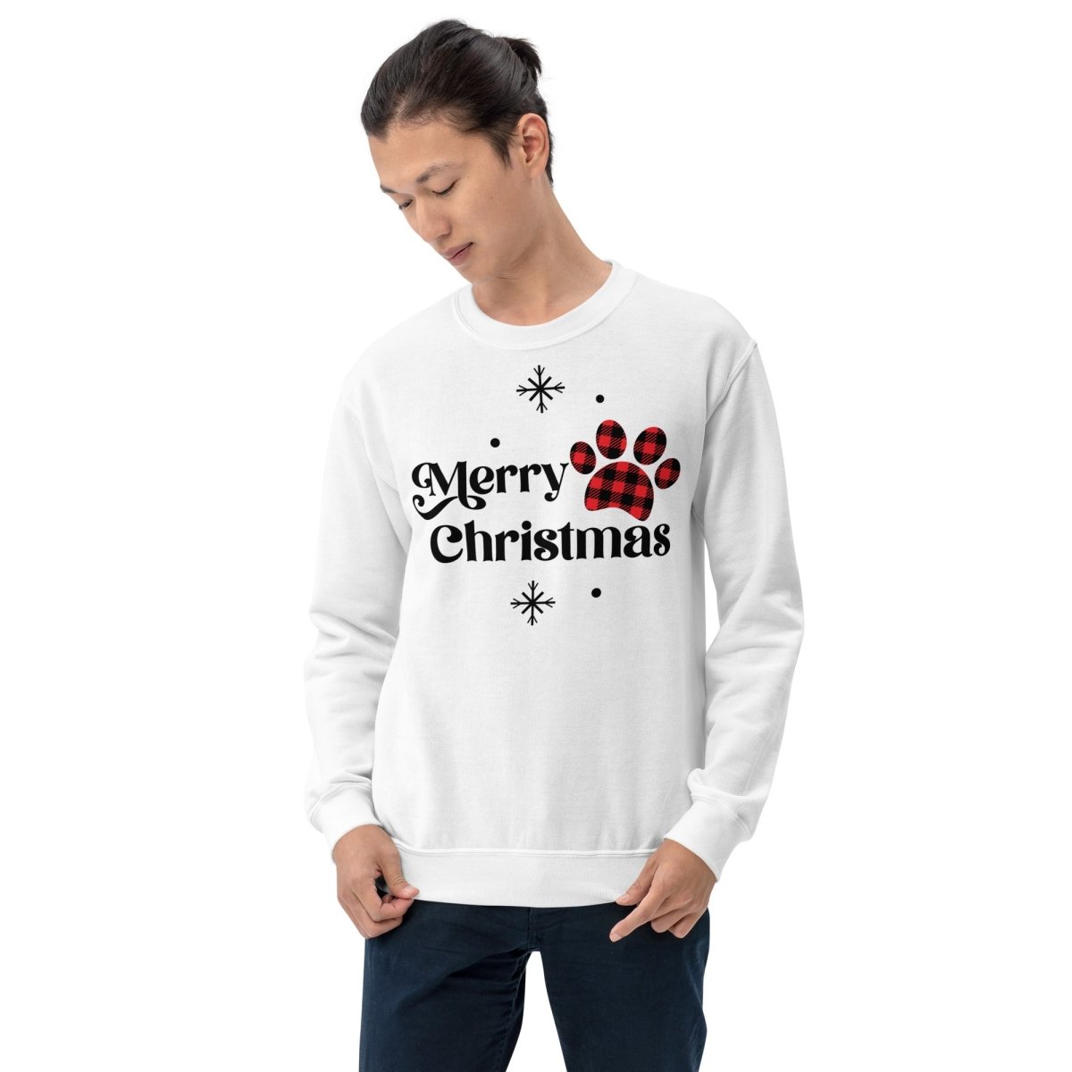 Merry Christmas Plaid Paw Sweatshirt - DoggyLoveandMore