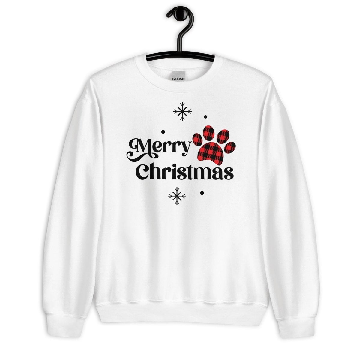 Merry Christmas Plaid Paw Sweatshirt - DoggyLoveandMore