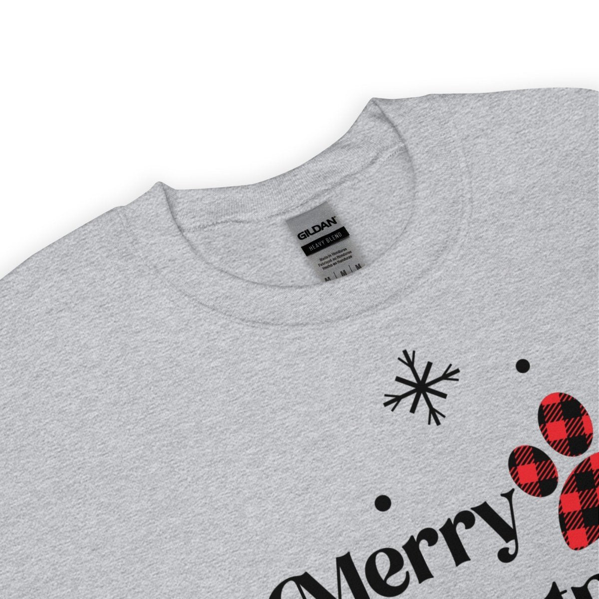 Merry Christmas Plaid Paw Sweatshirt - DoggyLoveandMore