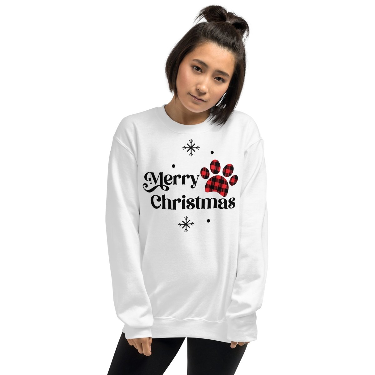 Merry Christmas Plaid Paw Sweatshirt - DoggyLoveandMore