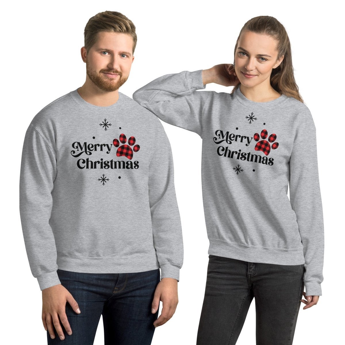 Merry Christmas Plaid Paw Sweatshirt - DoggyLoveandMore