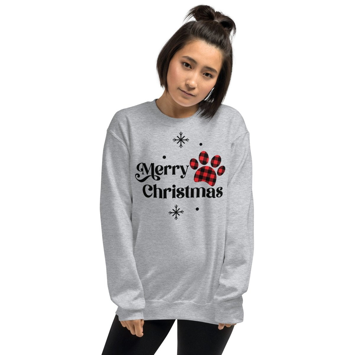 Merry Christmas Plaid Paw Sweatshirt - DoggyLoveandMore