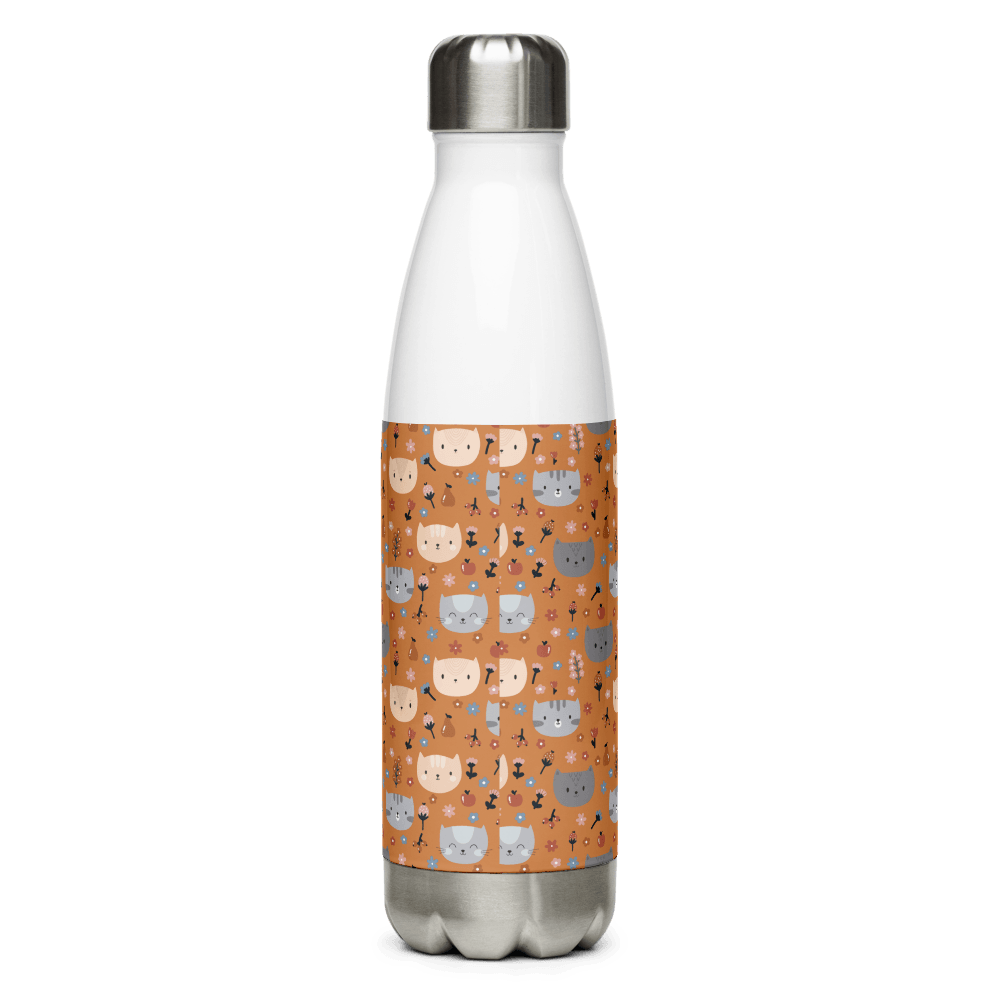 Orange Pet Faces Stainless Steel Water Bottle-DoggyLoveandMore