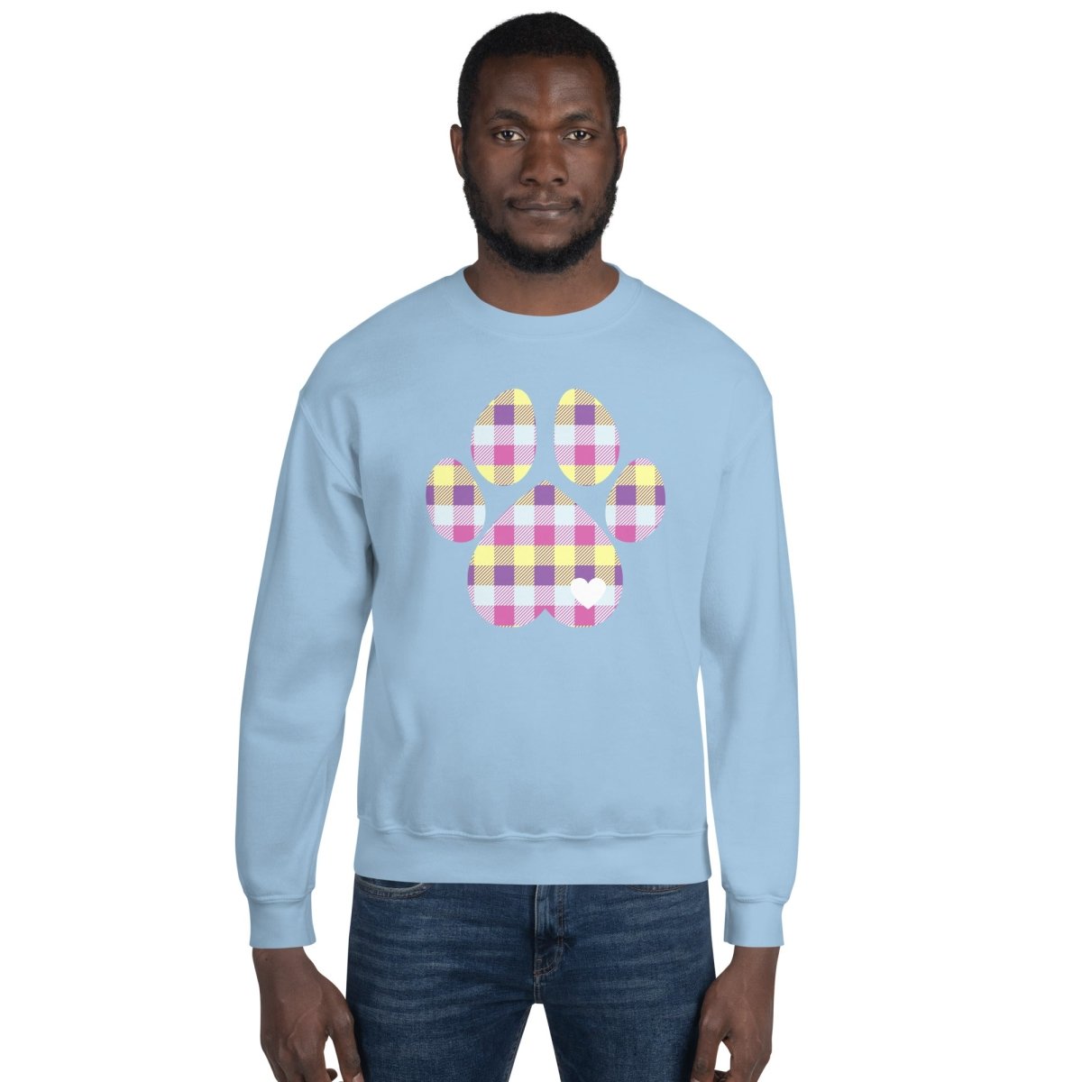 Pastel Plaid Dog Paw Sweatshirt - DoggyLoveandMore