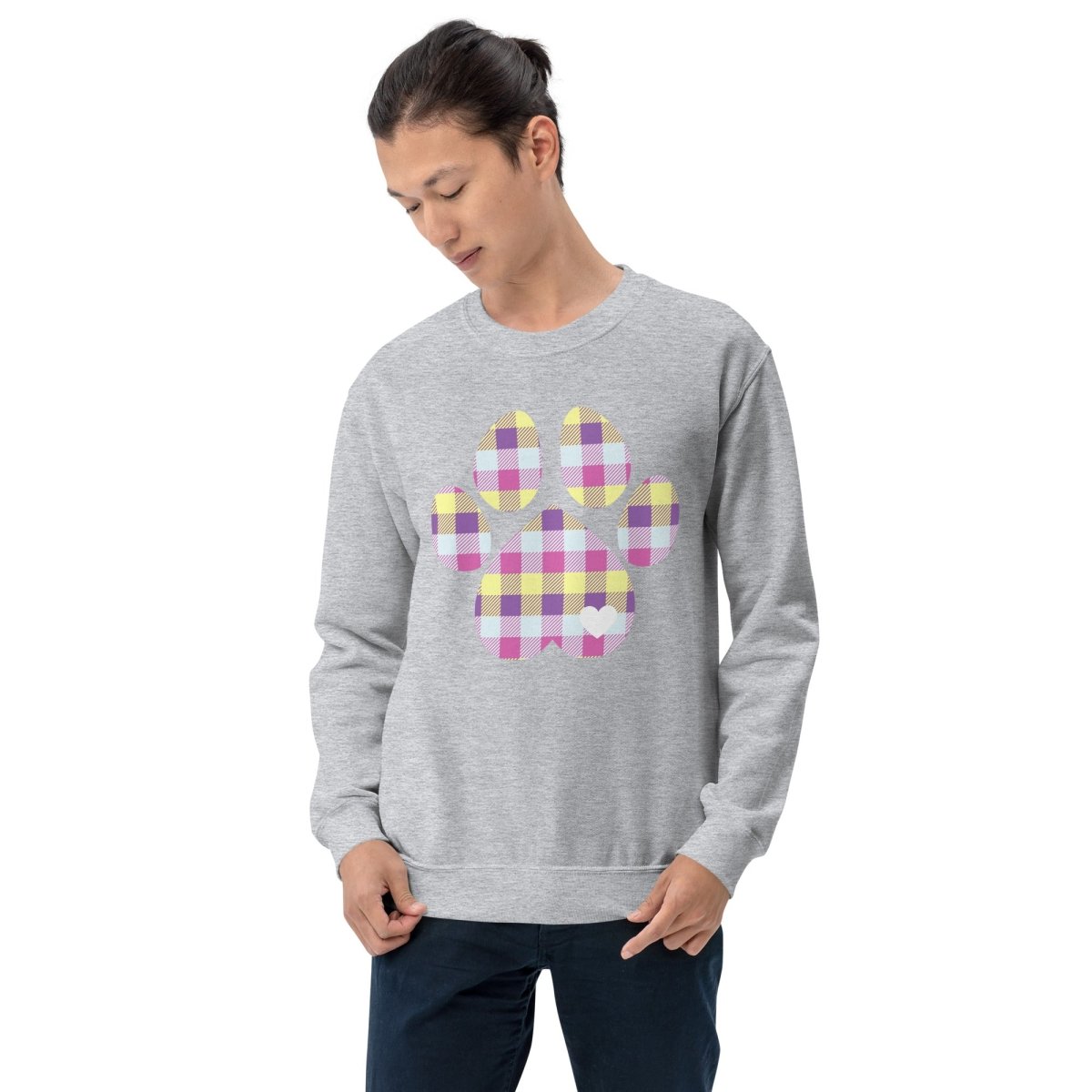 Pastel Plaid Dog Paw Sweatshirt - DoggyLoveandMore