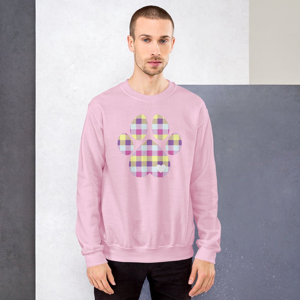 Pastel Plaid Dog Paw Sweatshirt - DoggyLoveandMore