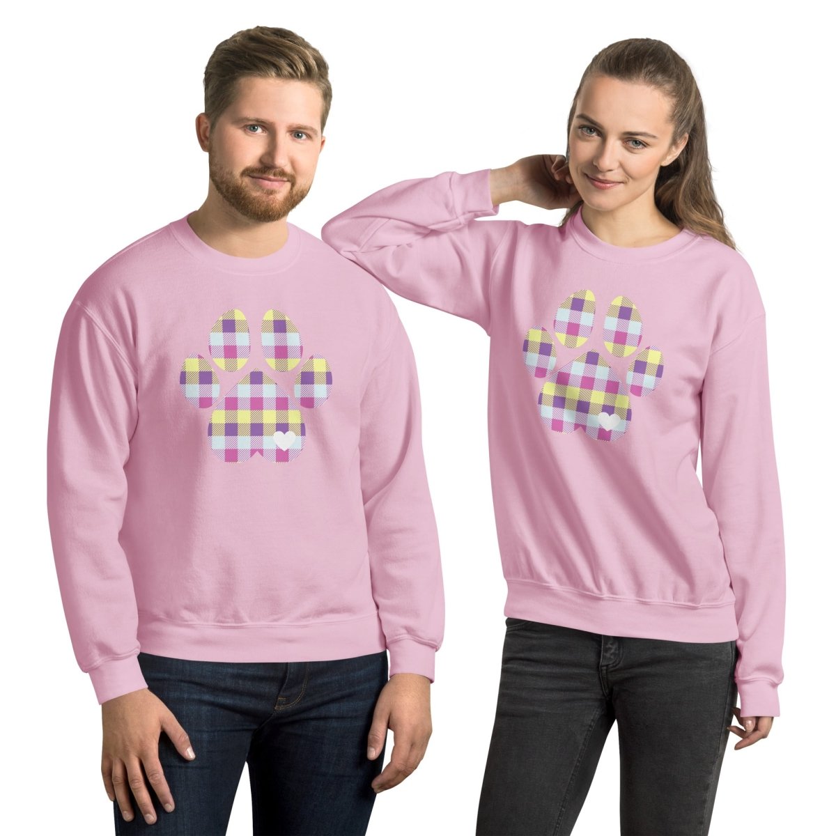 Pastel Plaid Dog Paw Sweatshirt - DoggyLoveandMore