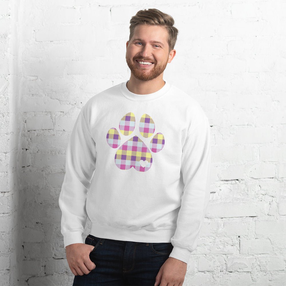 Pastel Plaid Dog Paw Sweatshirt - DoggyLoveandMore