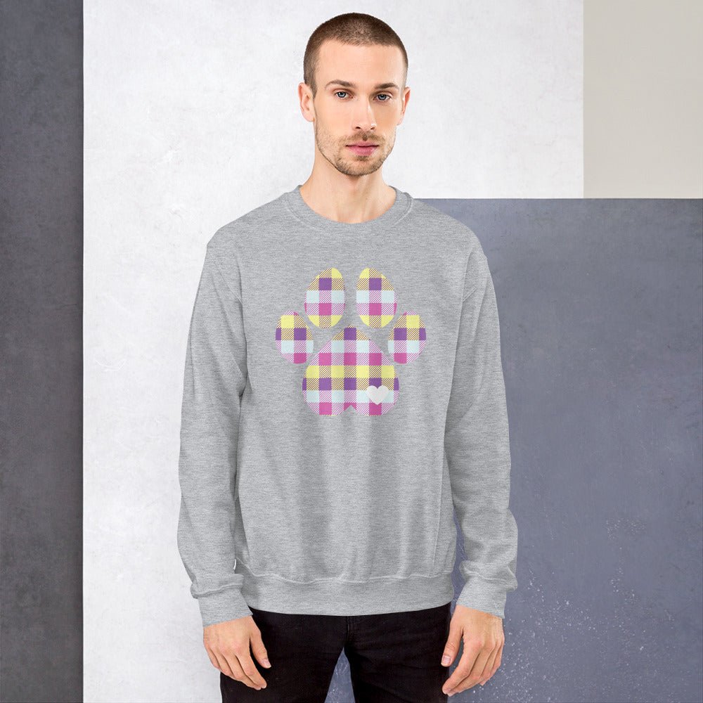 Pastel Plaid Dog Paw Sweatshirt - DoggyLoveandMore