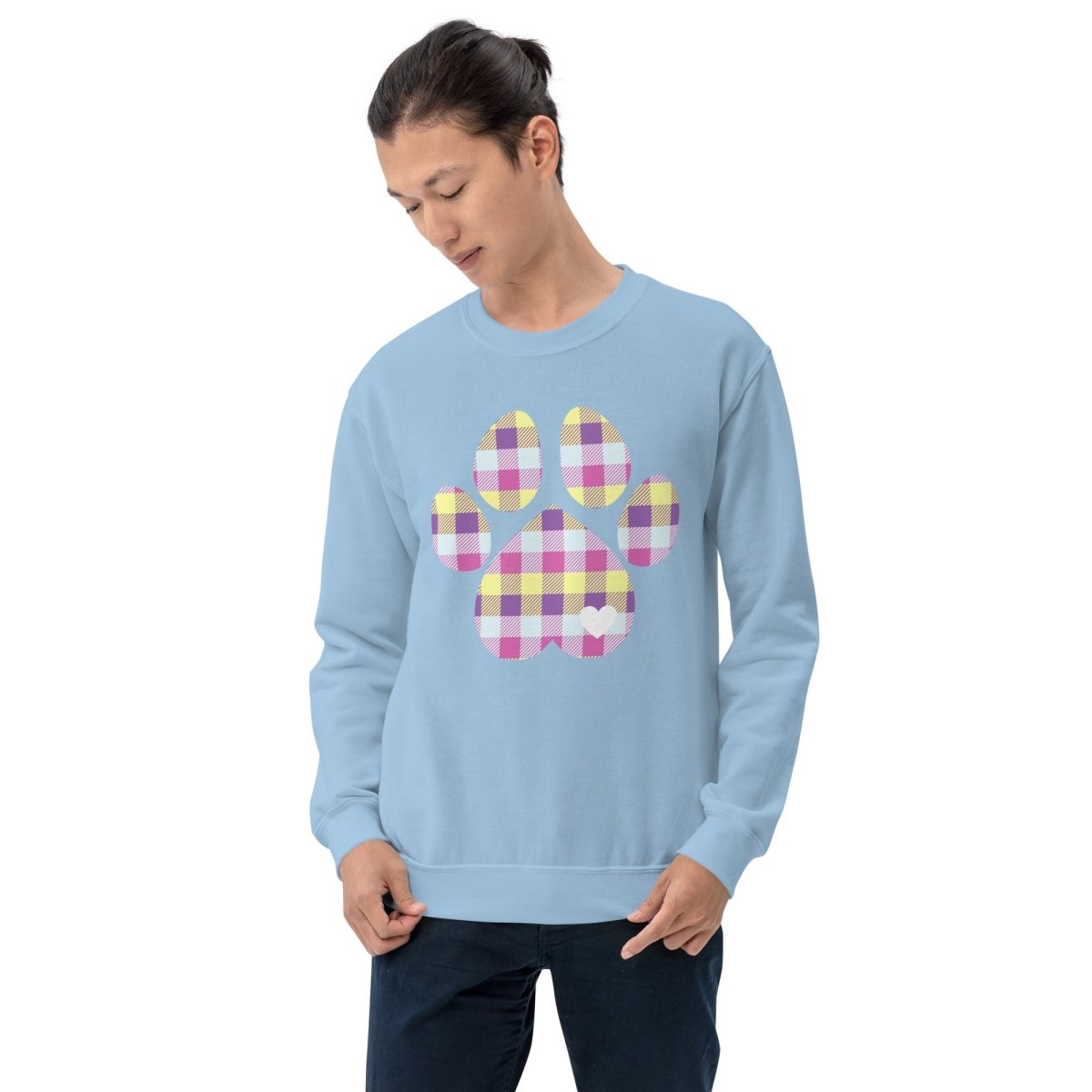 Pastel Plaid Dog Paw Sweatshirt - DoggyLoveandMore