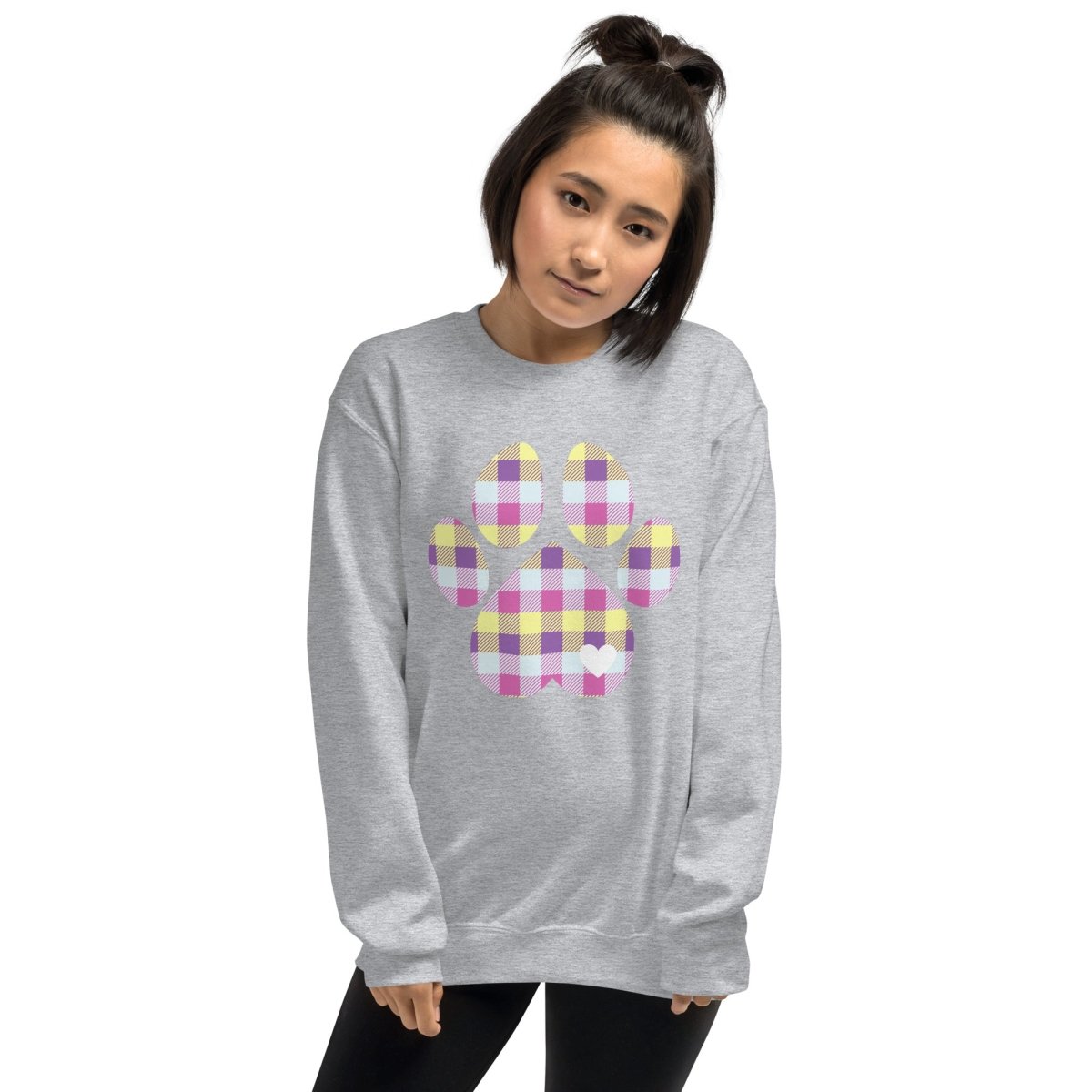 Pastel Plaid Dog Paw Sweatshirt - DoggyLoveandMore