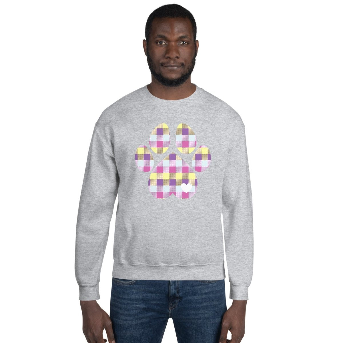 Pastel Plaid Dog Paw Sweatshirt - DoggyLoveandMore