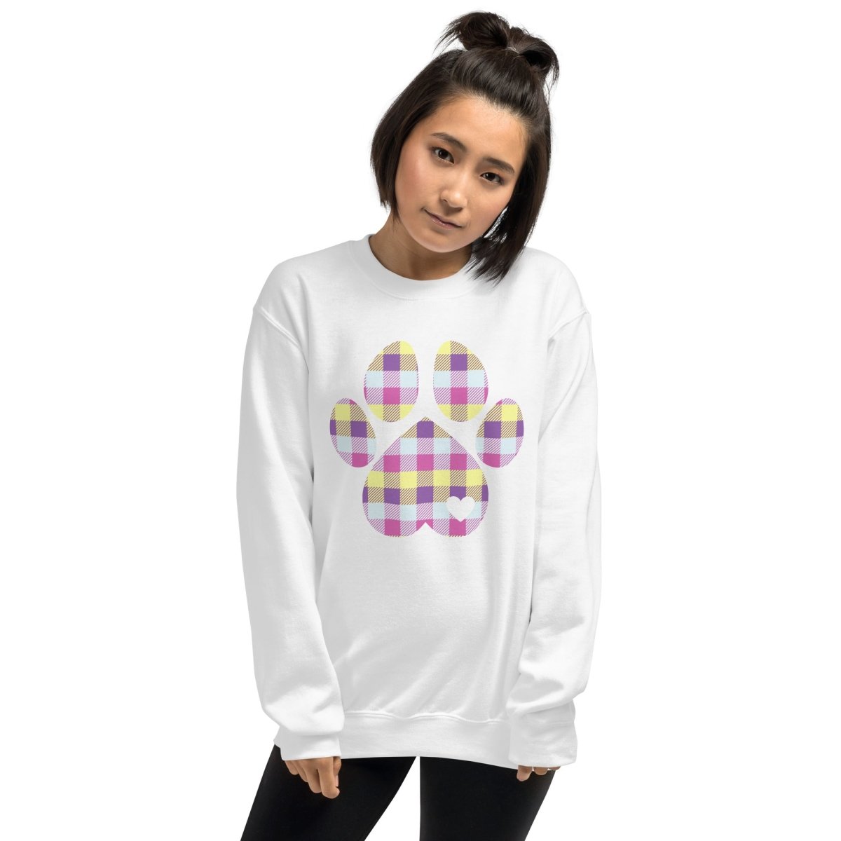 Pastel Plaid Dog Paw Sweatshirt - DoggyLoveandMore