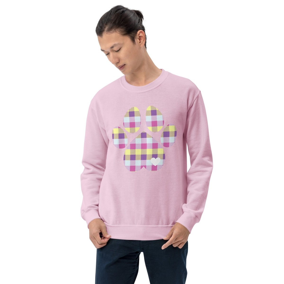 Pastel Plaid Dog Paw Sweatshirt - DoggyLoveandMore