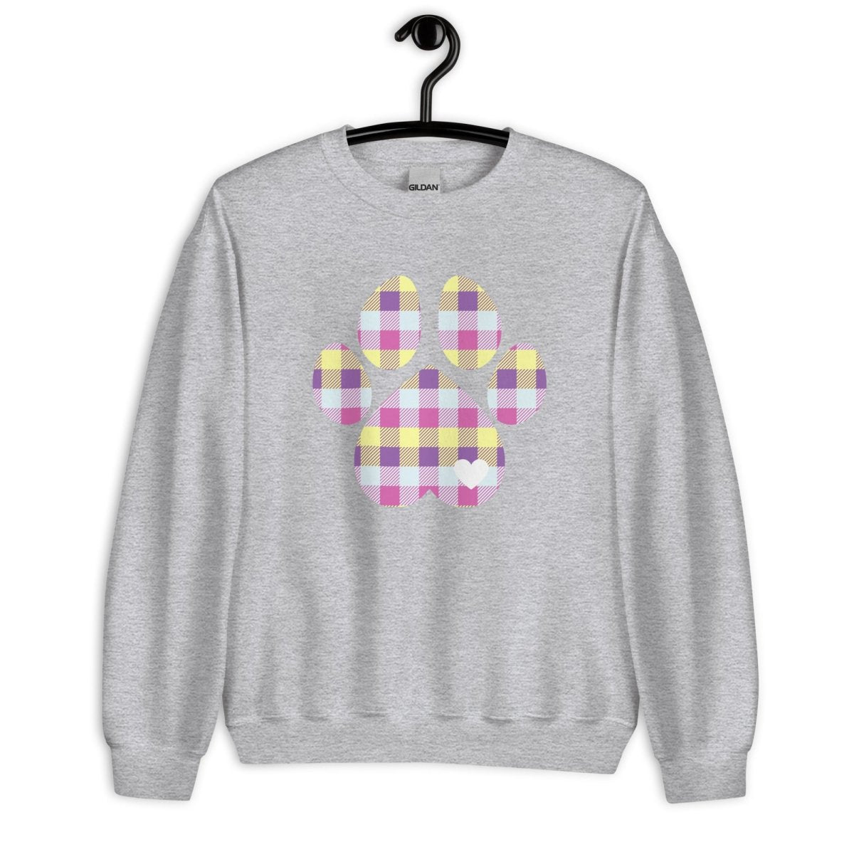 Pastel Plaid Dog Paw Sweatshirt - DoggyLoveandMore