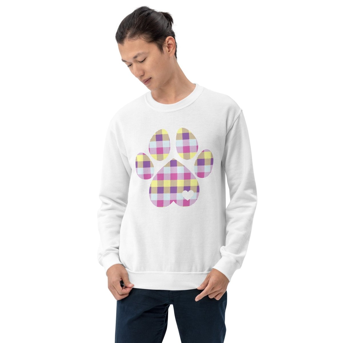 Pastel Plaid Dog Paw Sweatshirt - DoggyLoveandMore