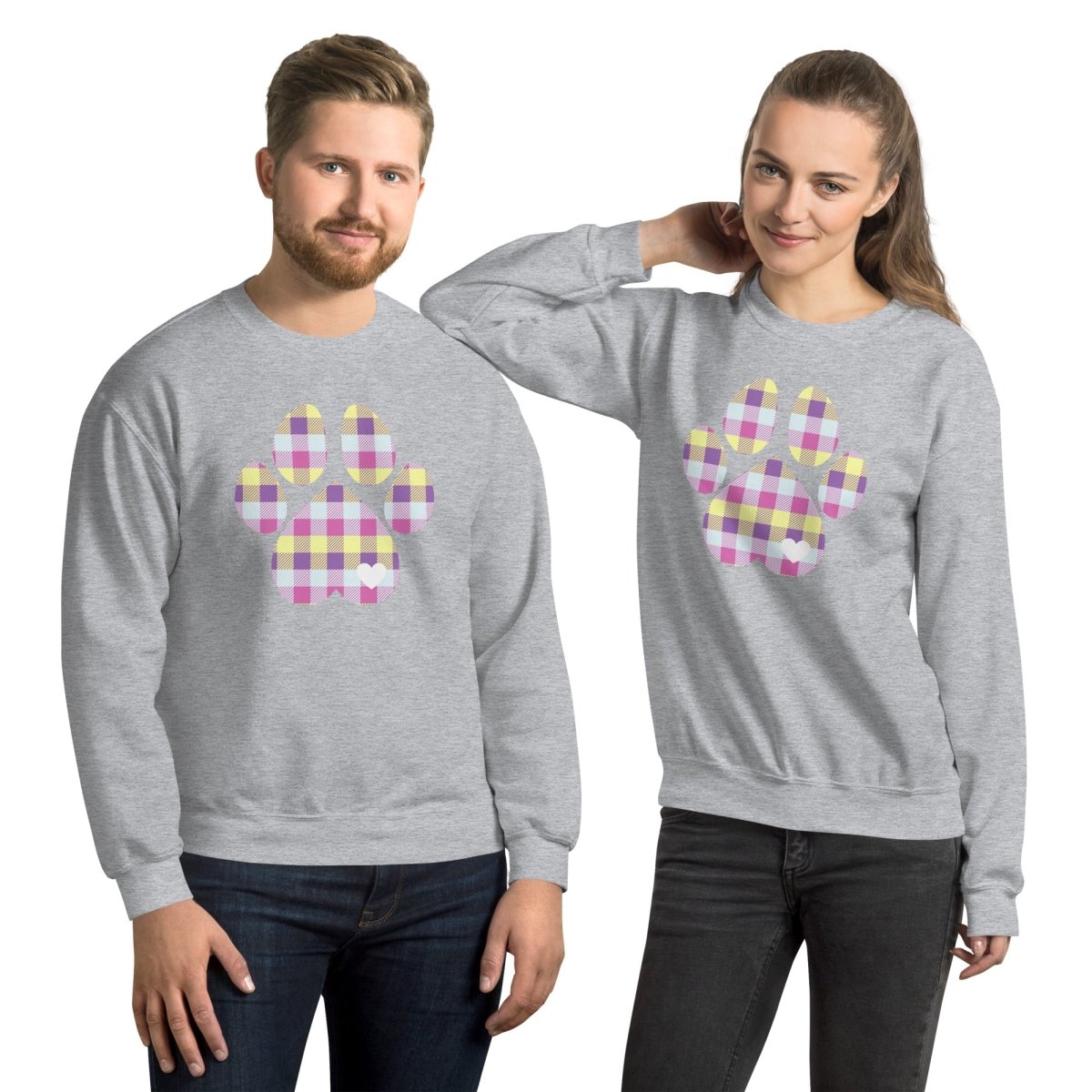 Pastel Plaid Dog Paw Sweatshirt - DoggyLoveandMore