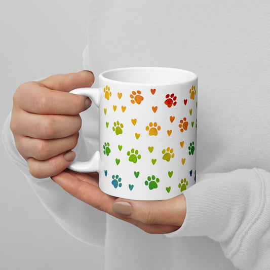 Paw Prints White Mug-DoggyLoveandMore