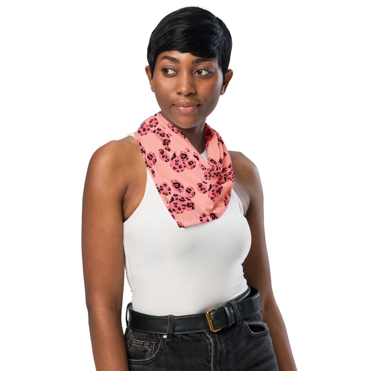 Pink Leopard Print Dog Paw Bandana - DoggyLoveandMore