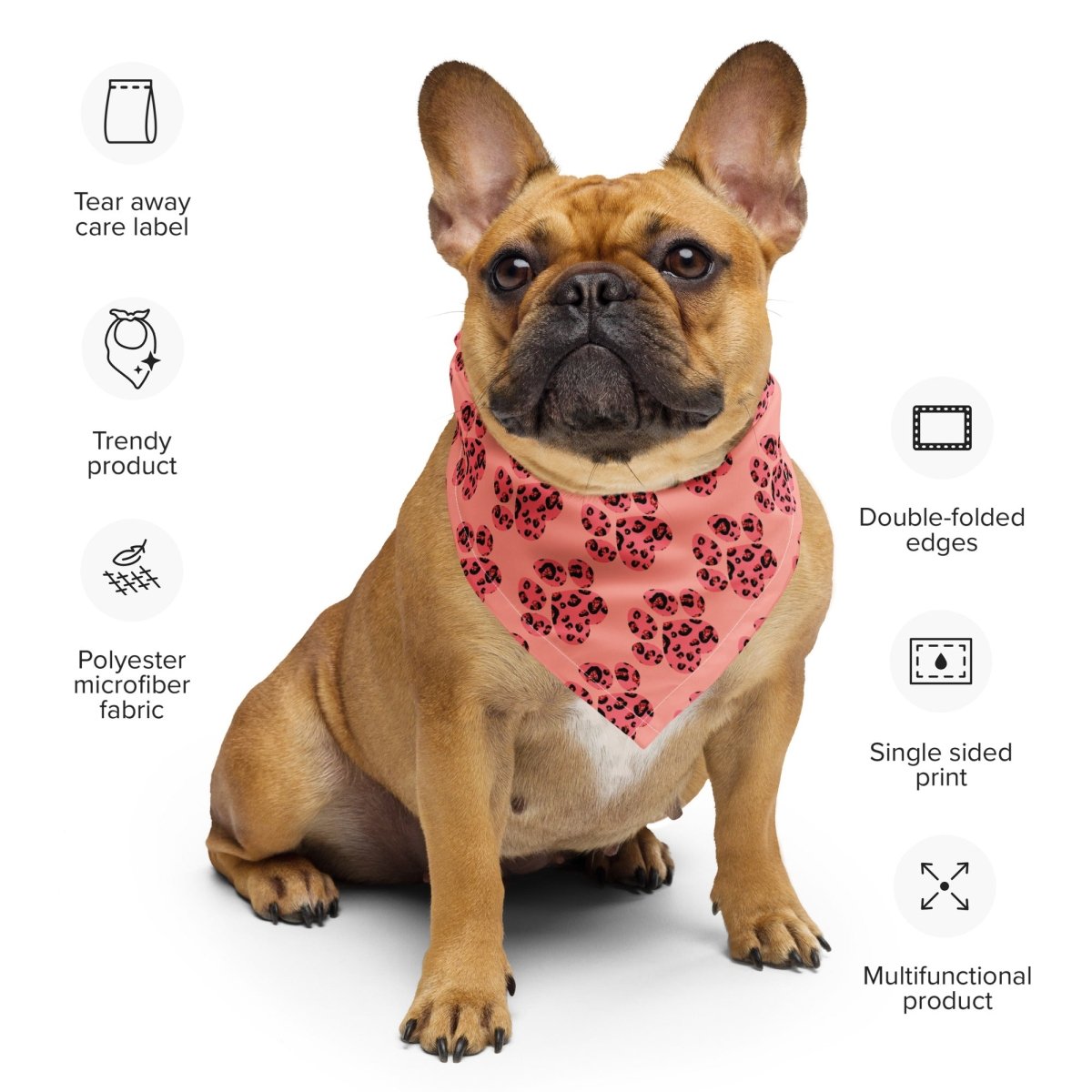 Pink Leopard Print Dog Paw Bandana - DoggyLoveandMore