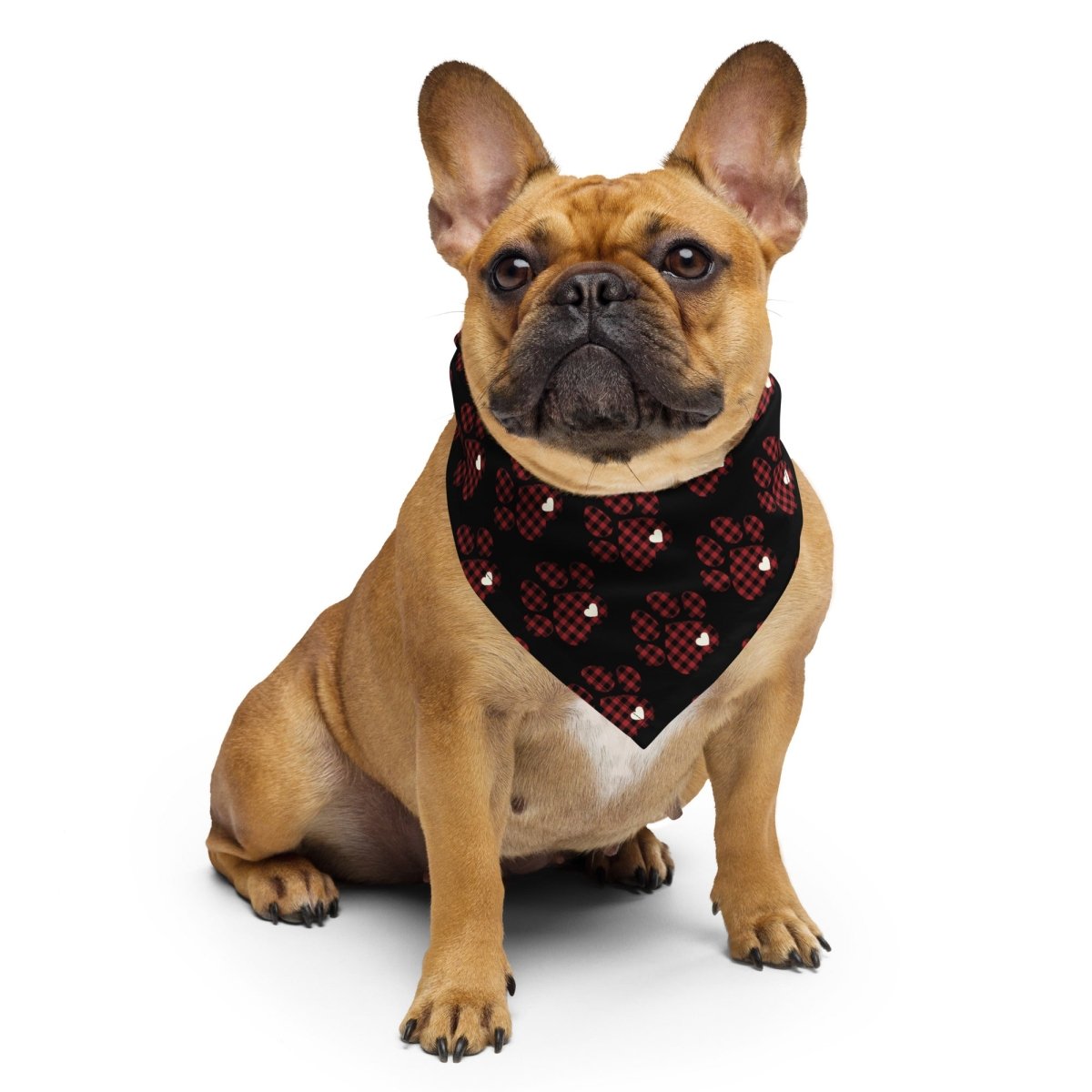 Red Buffalo Plaid Dog Paw Bandana - DoggyLoveandMore