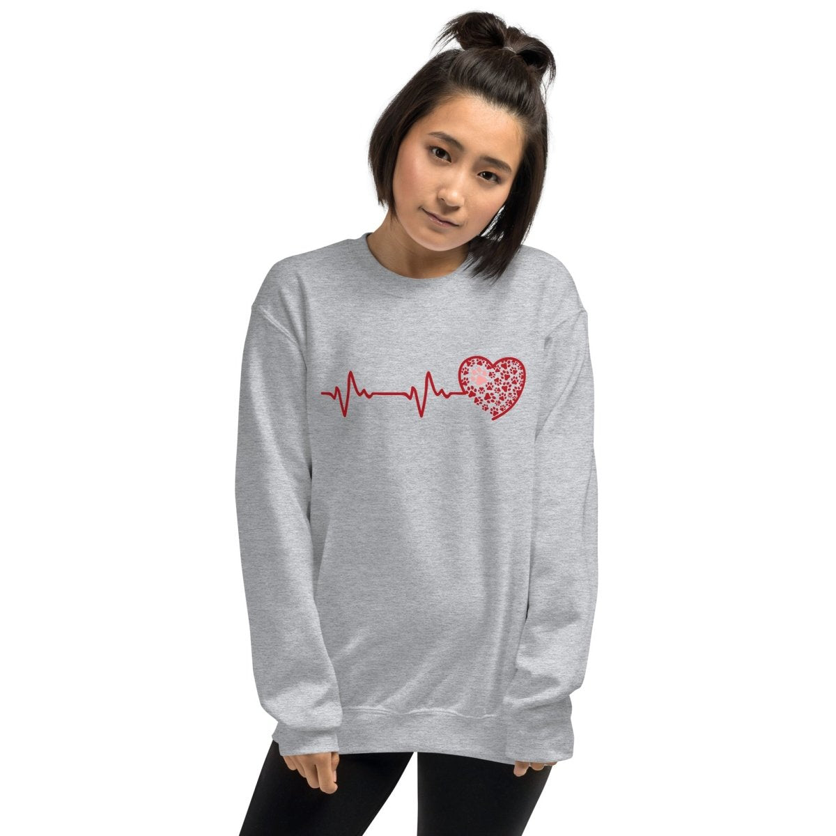 Red Heartbeat Dog Paws Sweatshirt - DoggyLoveandMore