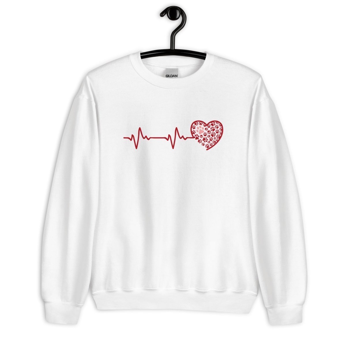 Red Heartbeat Dog Paws Sweatshirt - DoggyLoveandMore