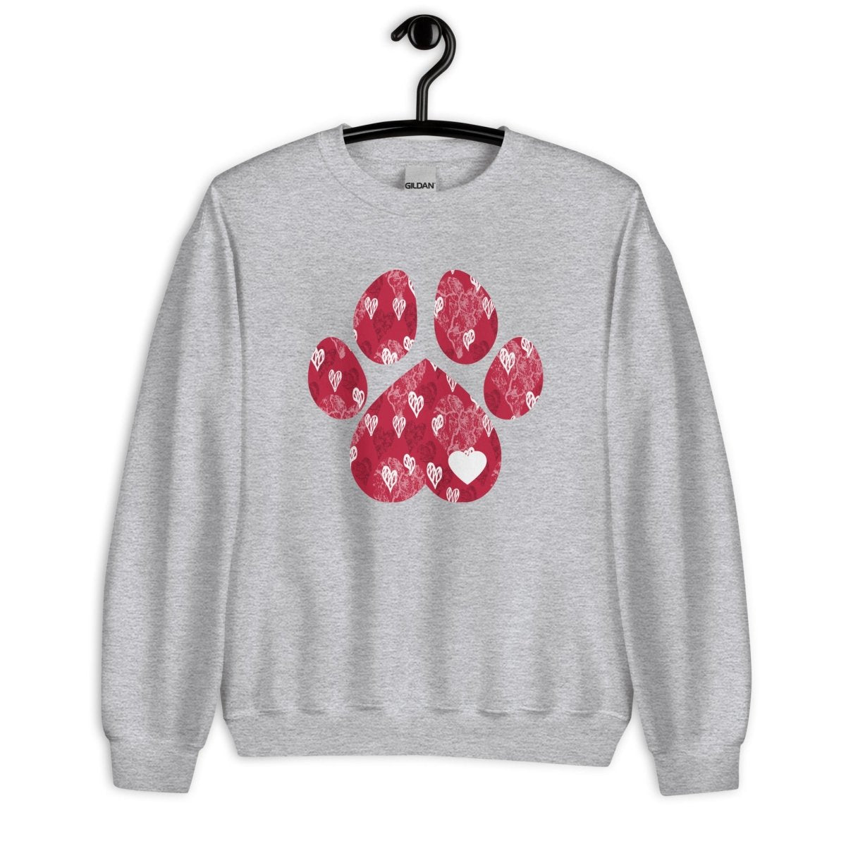 Red Hearts Dog Paw Sweatshirt - DoggyLoveandMore