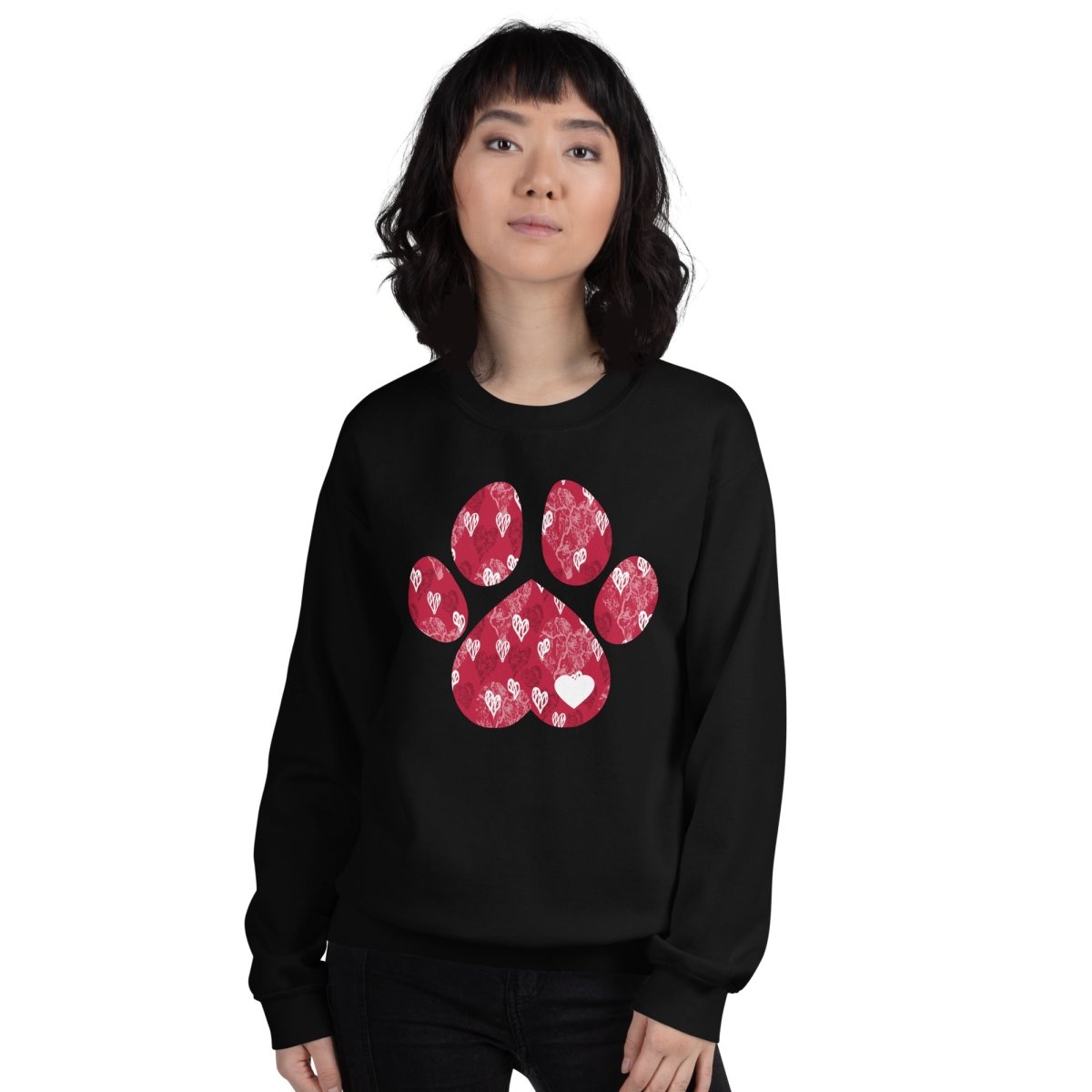 Red Hearts Dog Paw Sweatshirt - DoggyLoveandMore