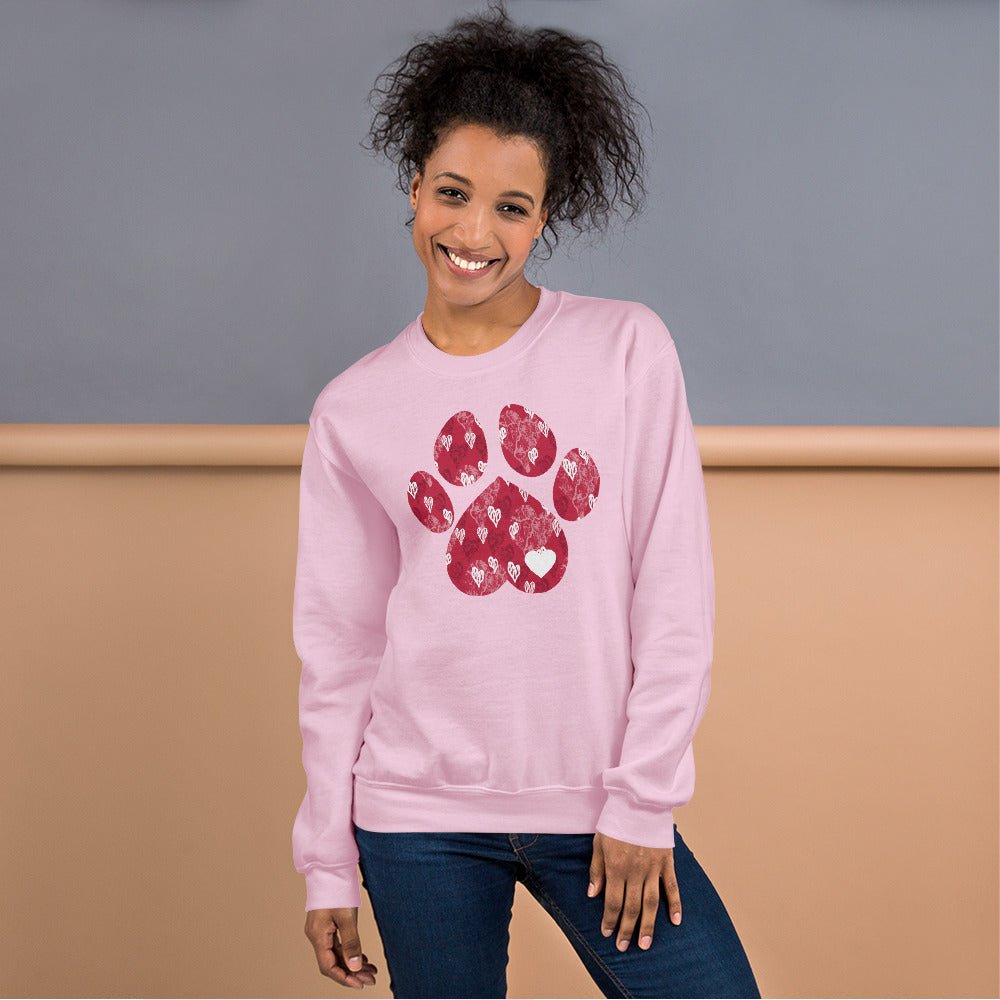 Red Hearts Dog Paw Sweatshirt - DoggyLoveandMore