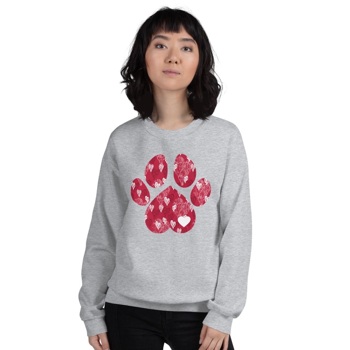 Red Hearts Dog Paw Sweatshirt - DoggyLoveandMore