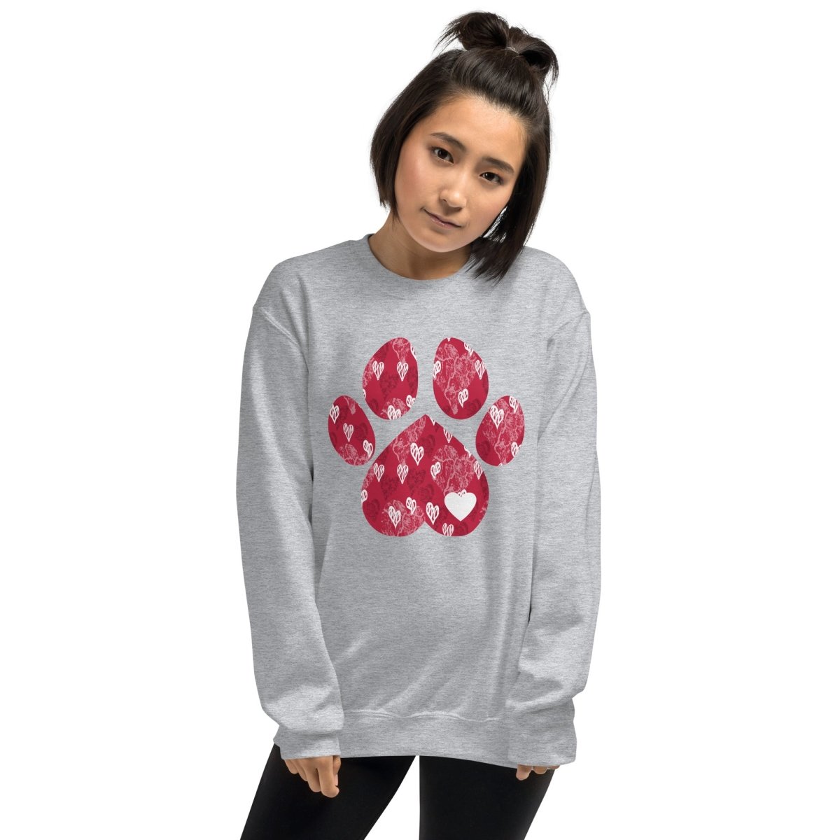 Red Hearts Dog Paw Sweatshirt - DoggyLoveandMore