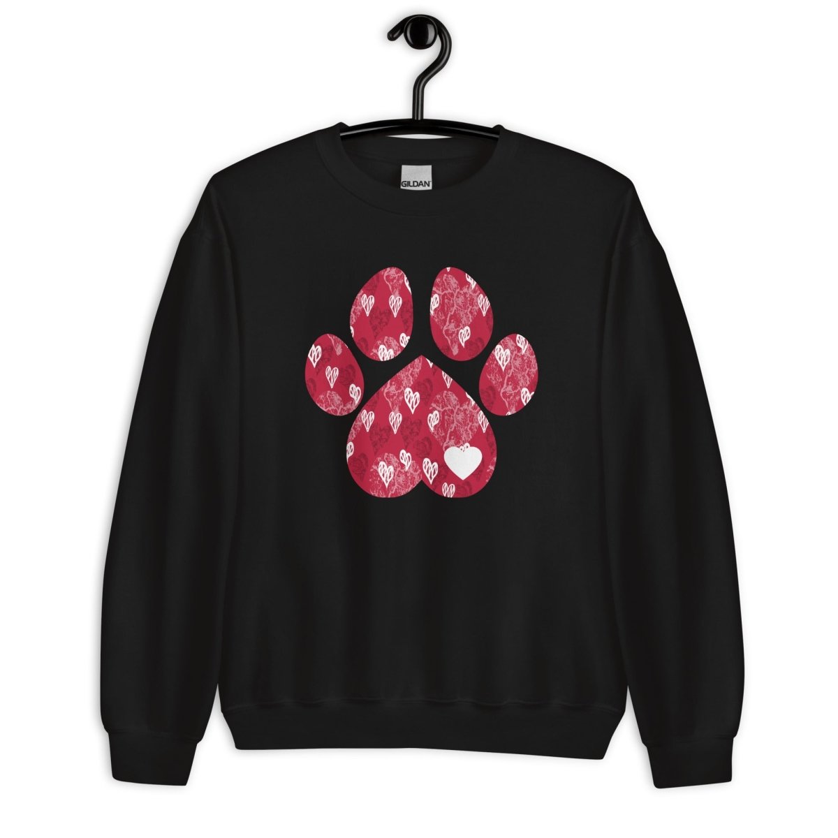 Red Hearts Dog Paw Sweatshirt - DoggyLoveandMore