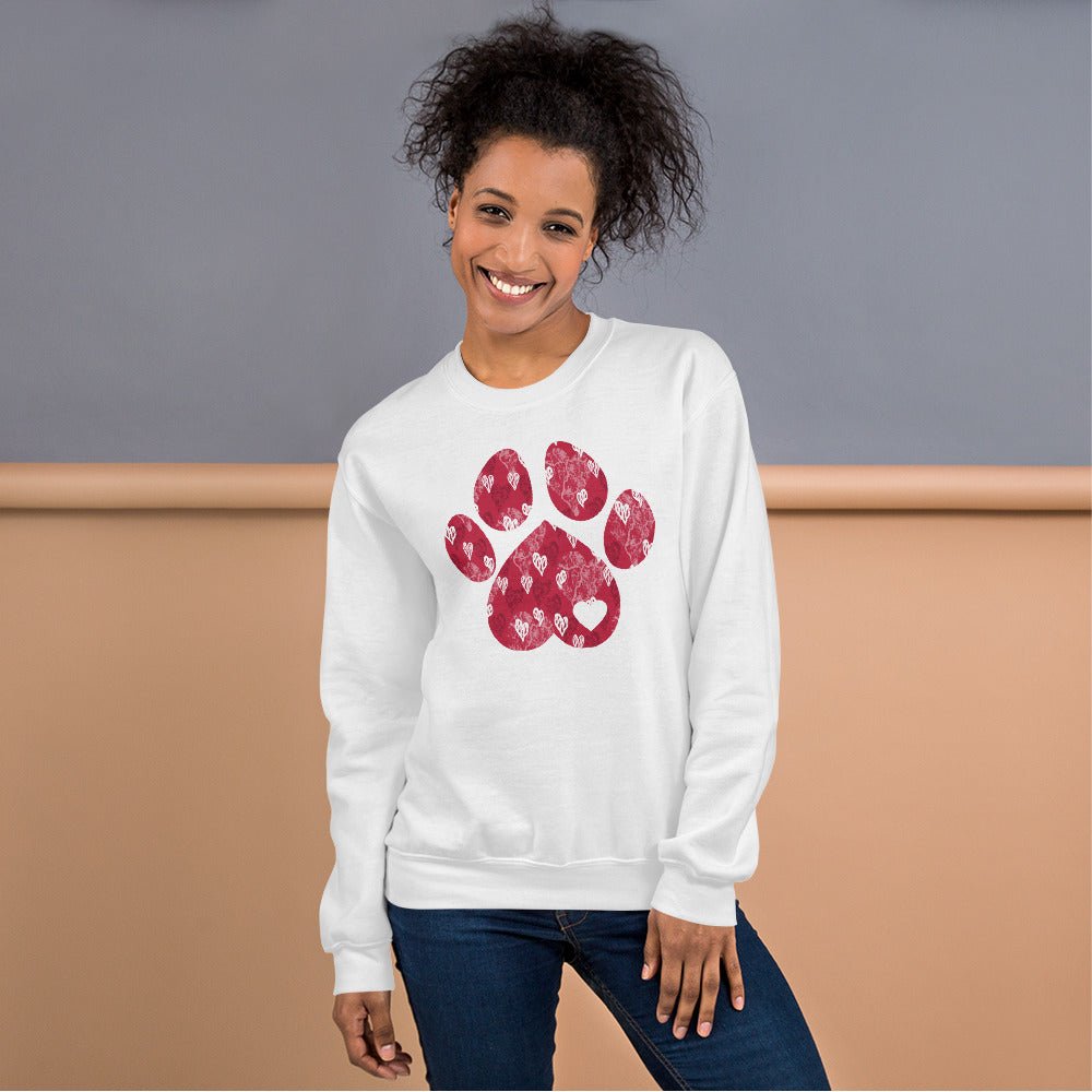 Red Hearts Dog Paw Sweatshirt - DoggyLoveandMore