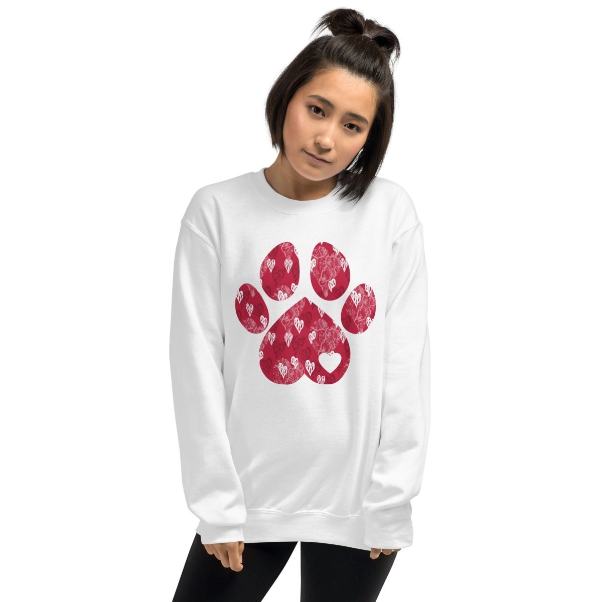 Red Hearts Dog Paw Sweatshirt - DoggyLoveandMore