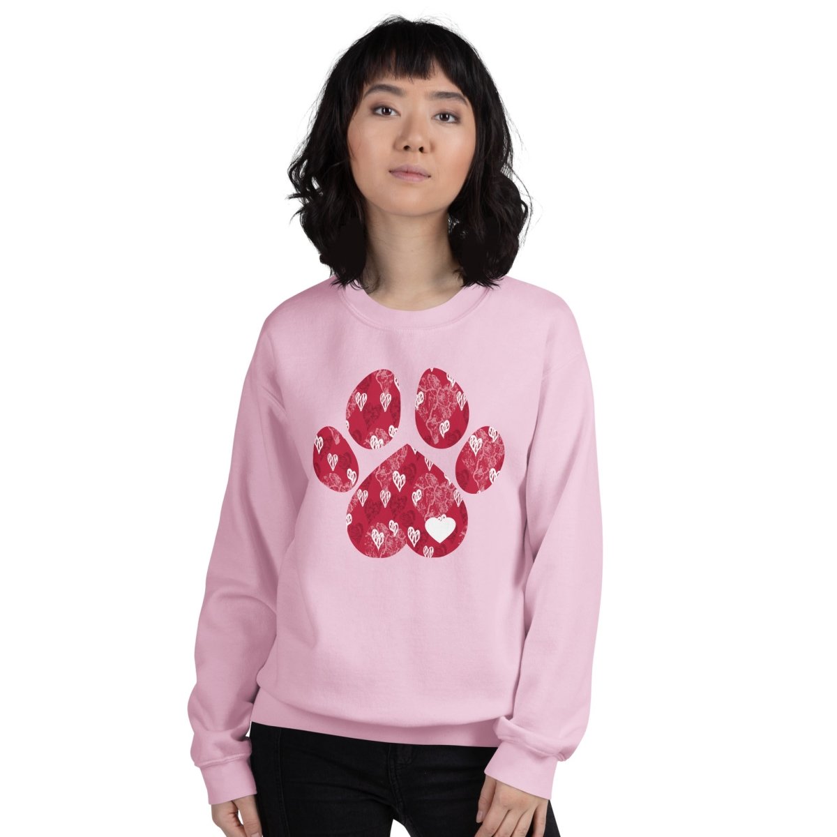 Red Hearts Dog Paw Sweatshirt - DoggyLoveandMore