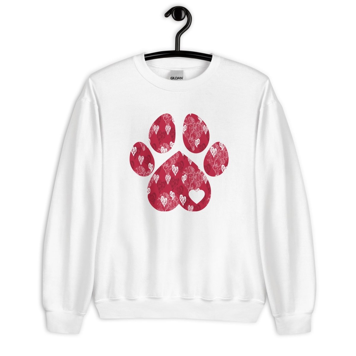 Red Hearts Dog Paw Sweatshirt - DoggyLoveandMore