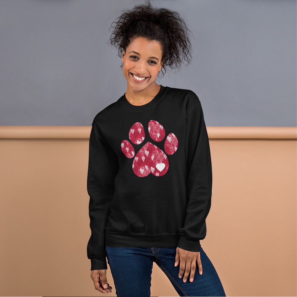 Red Hearts Dog Paw Sweatshirt - DoggyLoveandMore