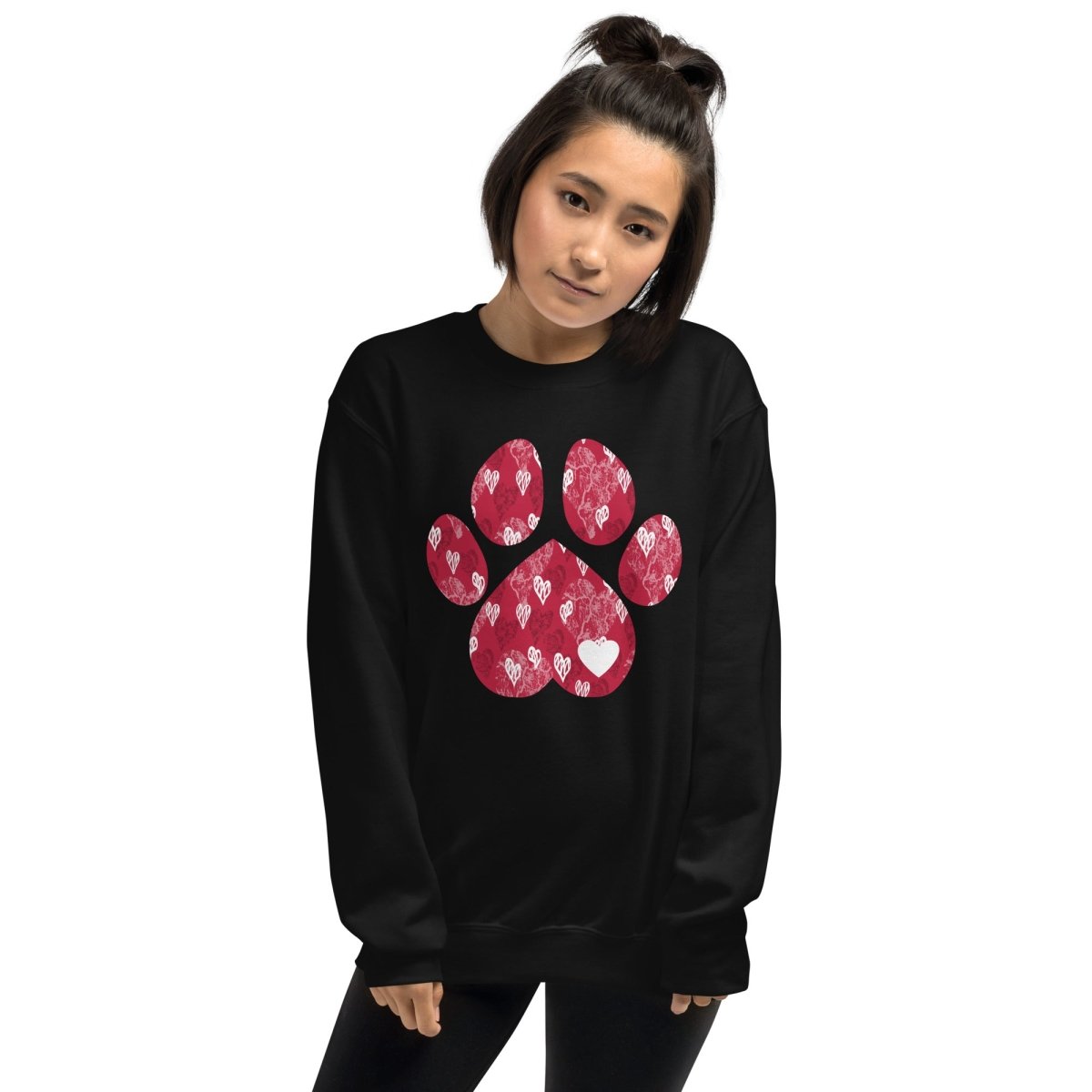 Red Hearts Dog Paw Sweatshirt - DoggyLoveandMore