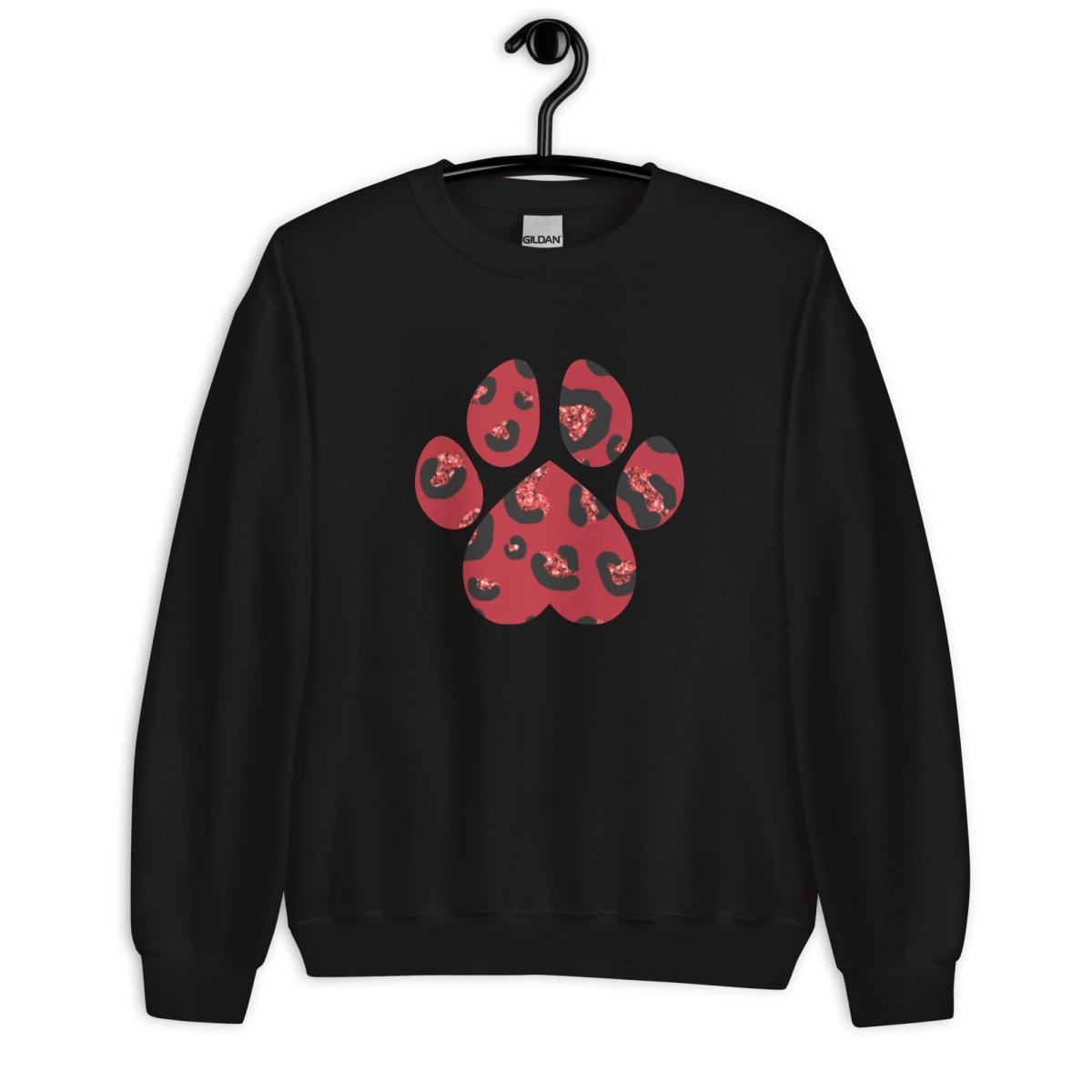 Red Leopard Print Dog Paw Sweatshirt - DoggyLoveandMore