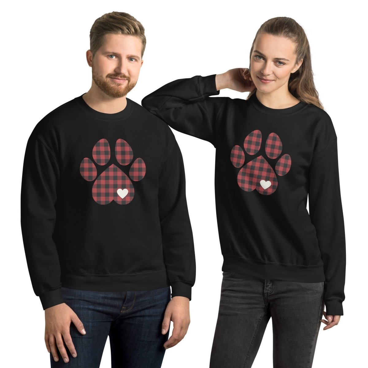 Red Plaid Dog Paw Sweatshirt - DoggyLoveandMore