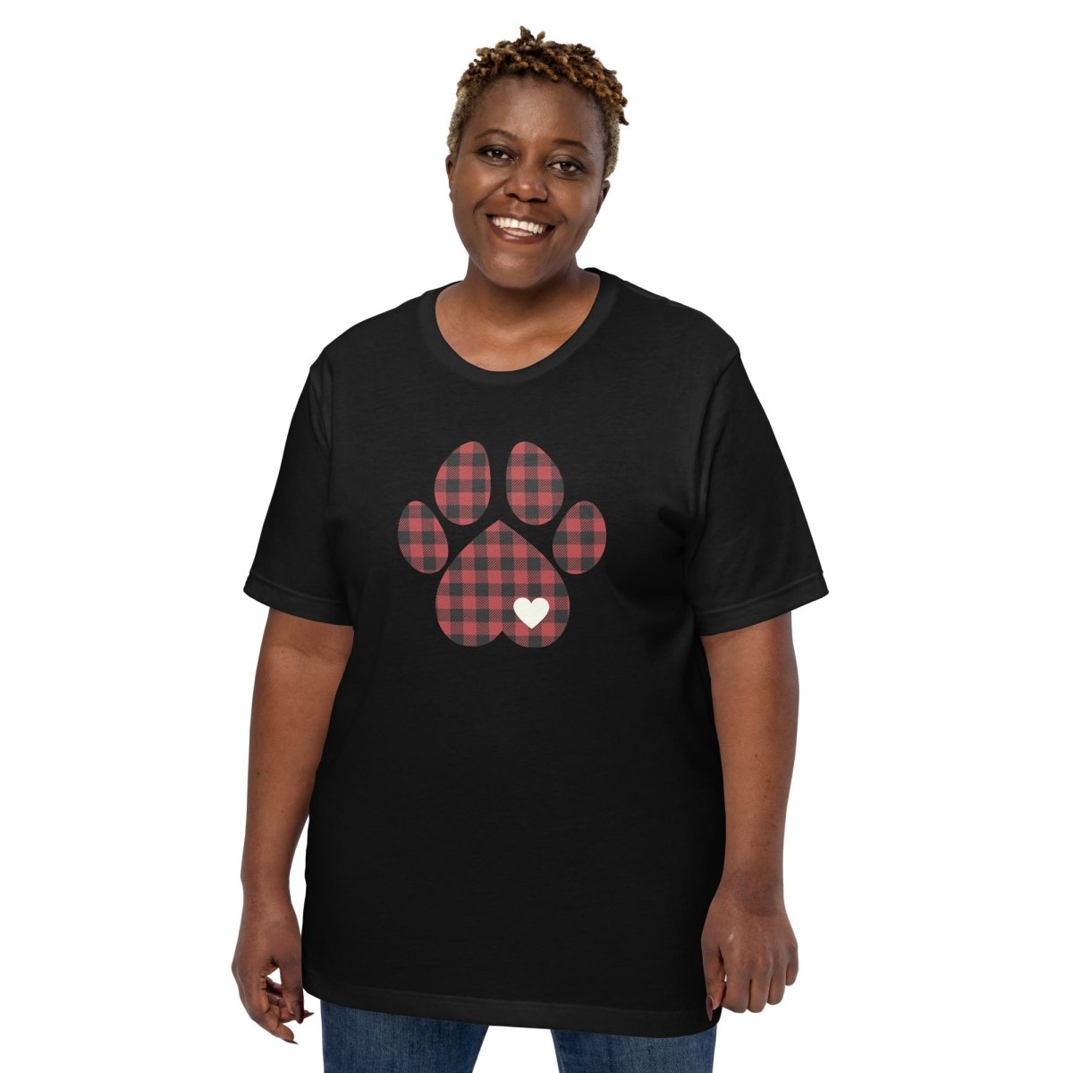 Red Plaid Dog Paw T-Shirt - DoggyLoveandMore