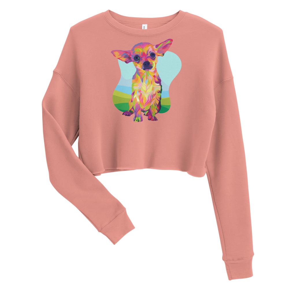 Tan Chihuahua Crop Sweatshirt-DoggyLoveandMore