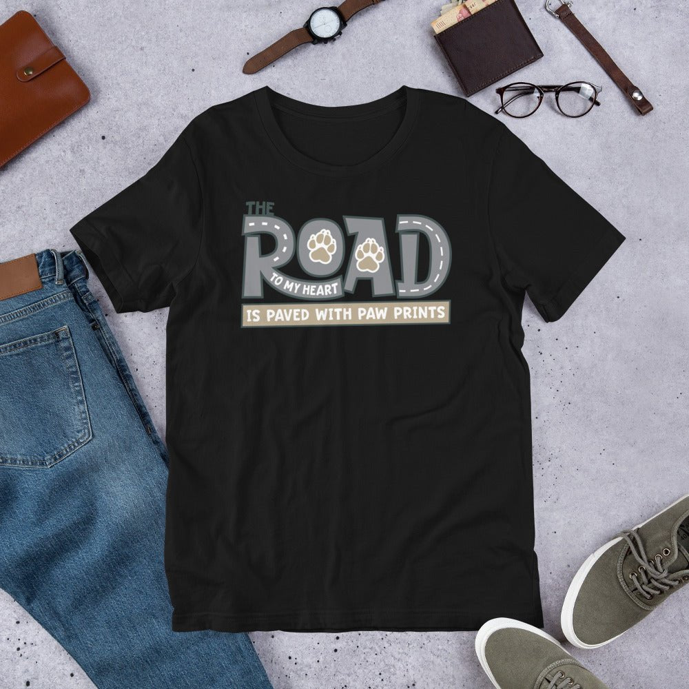 The Road to My Heart Paws T-Shirt - DoggyLoveandMore