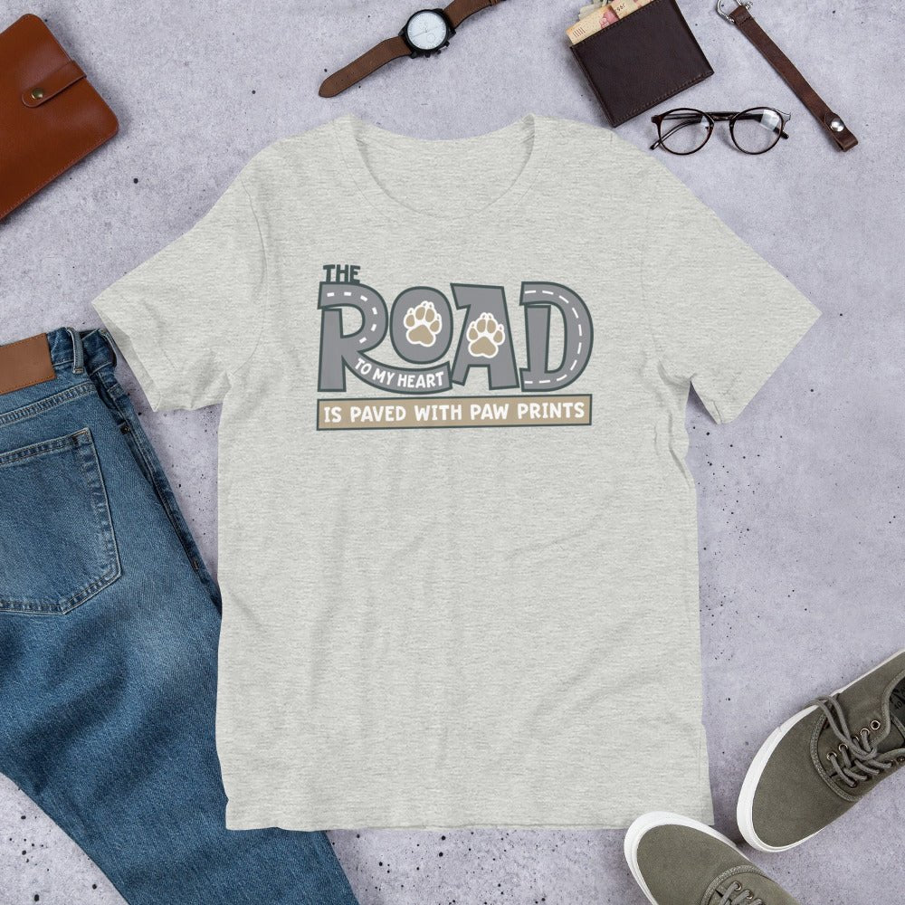 The Road to My Heart Paws T-Shirt - DoggyLoveandMore