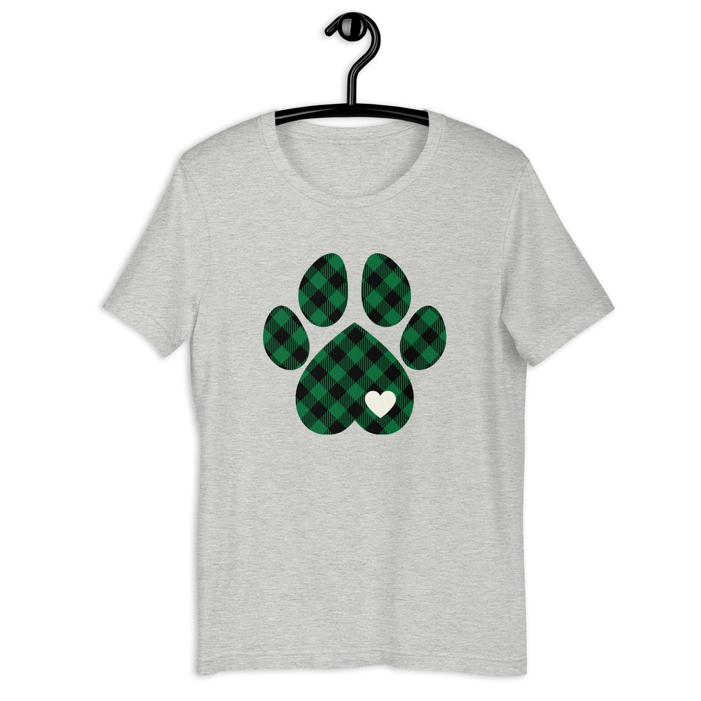 Green Plaid Dog Paw T-Shirt