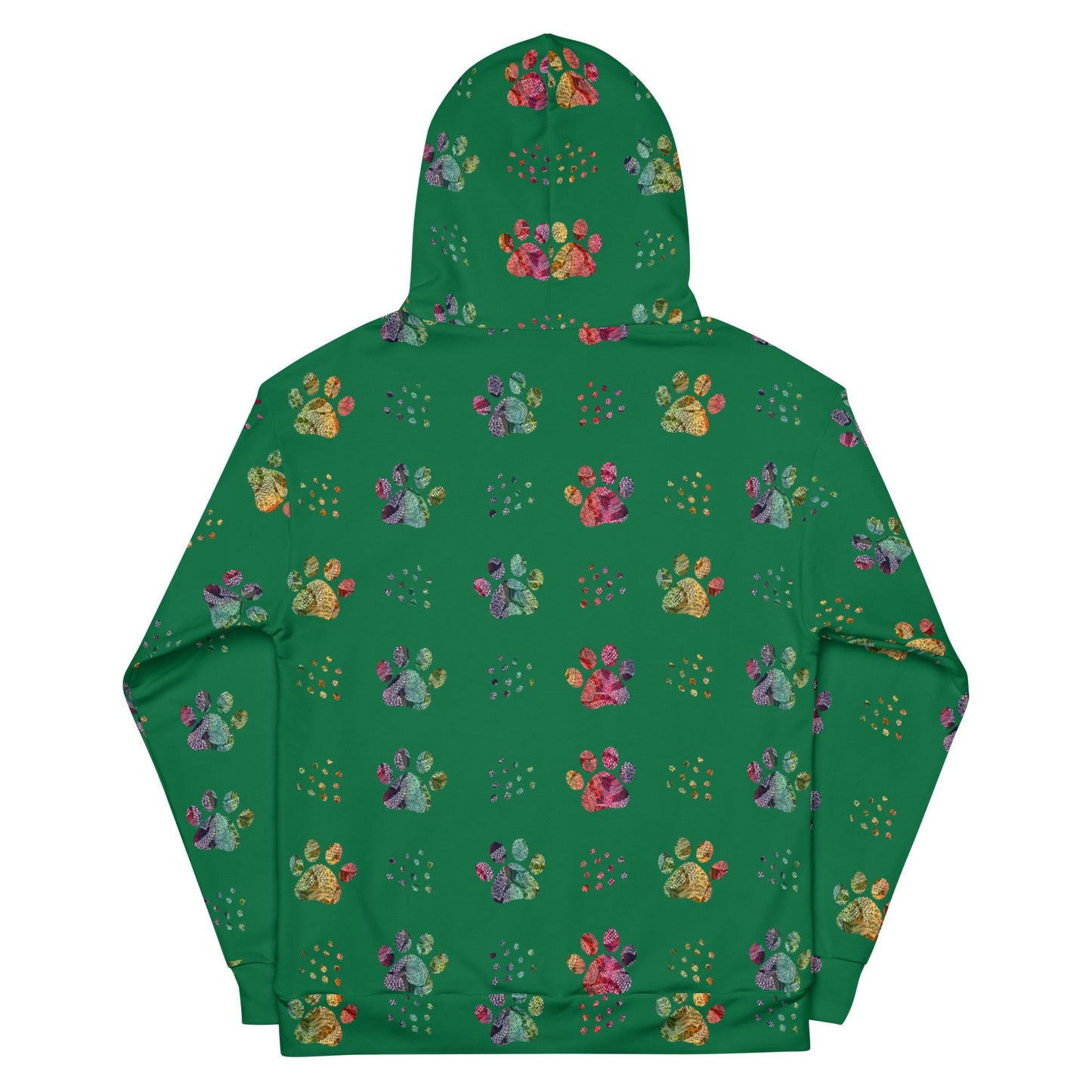 Women's Green Paw Prints Hoodie-DoggyLoveandMore