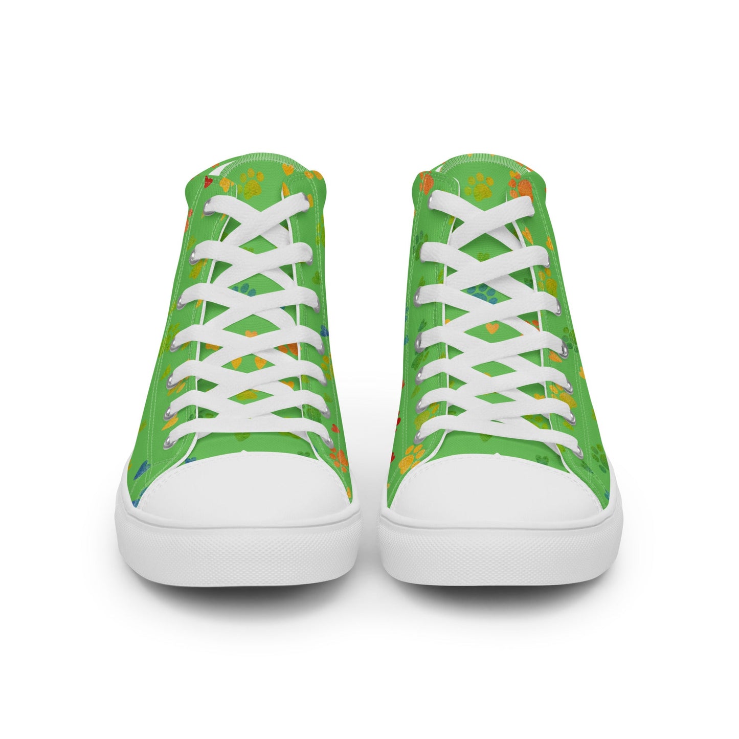 Women's Green Paw Prints Sneakers-DoggyLoveandMore